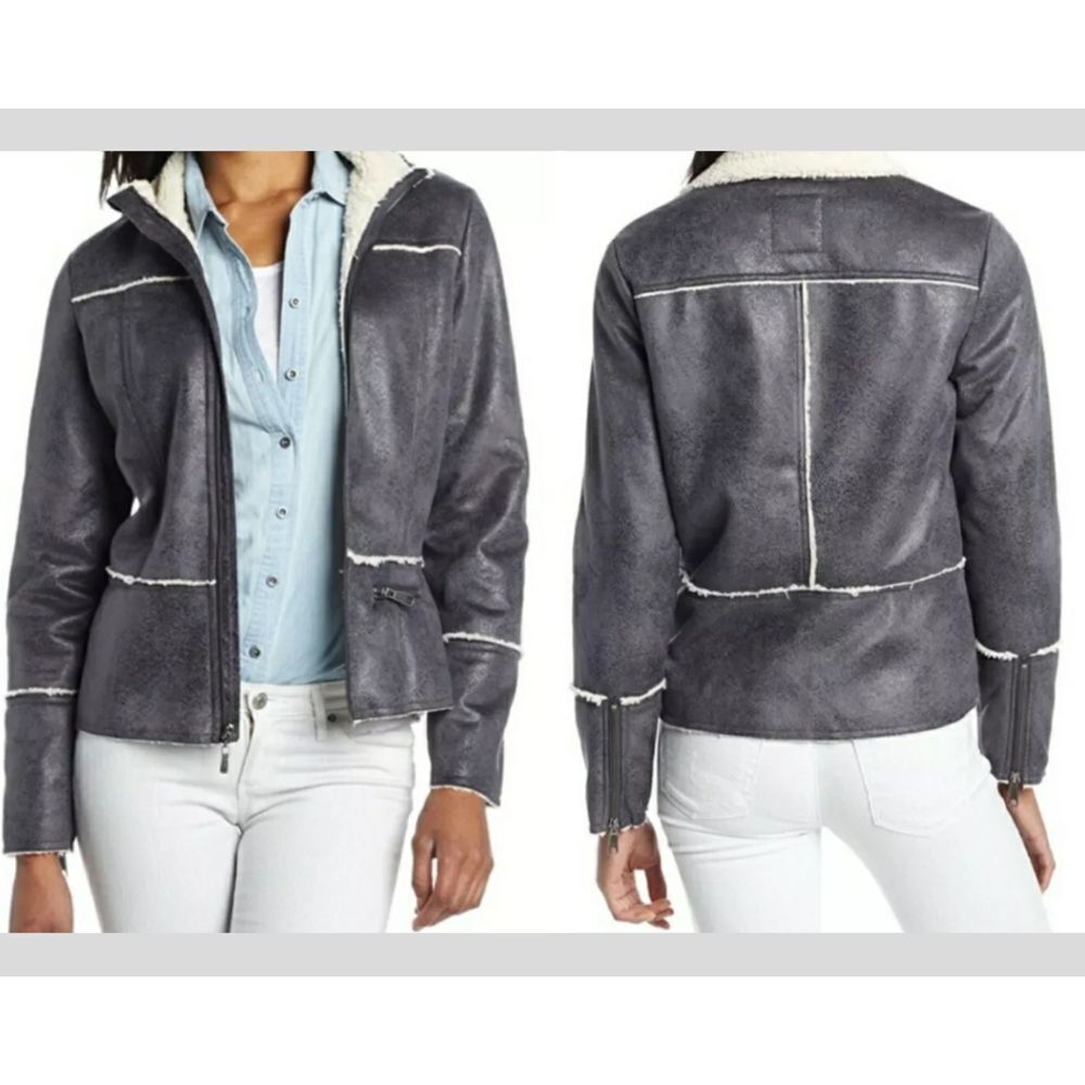 Prana Urban Outfitters Women's Esme Faux Suede Shearling Bomber Jacket Size M